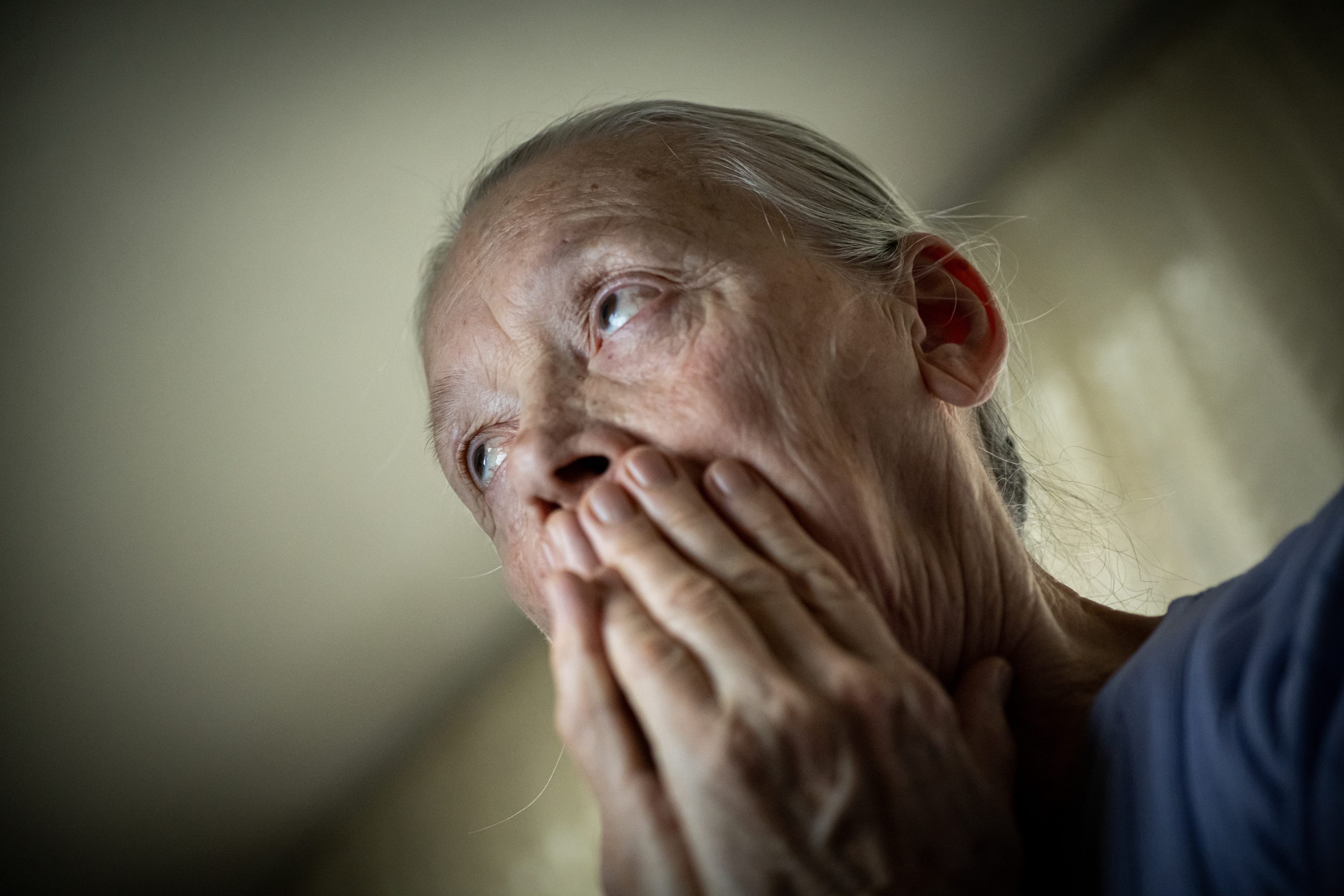 Senior woman in shock after bad news